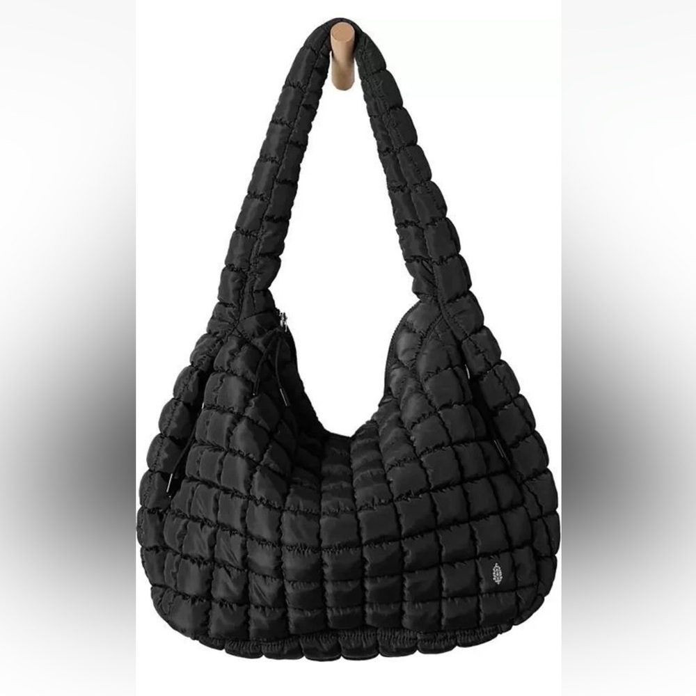 FP Movement by Free People Black Quilted Carryall Hobo Bag NWT